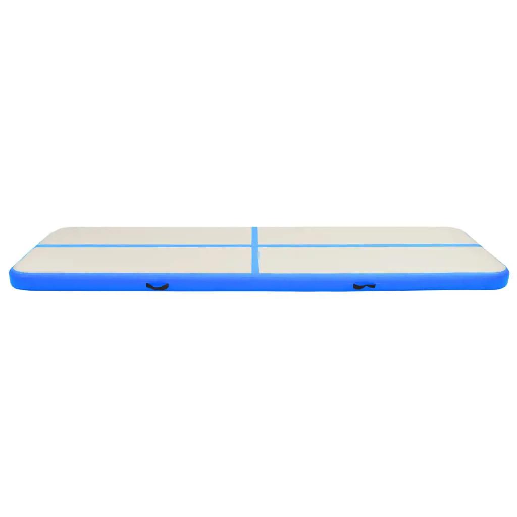 Gymnastiekmat met pomp opblaasbaar 800x100x15 cm PVC blauw (3)
