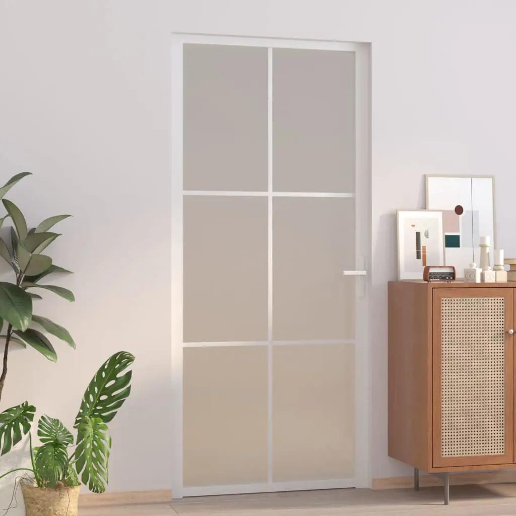 Binnendeur 93x201,5 cm matglas en aluminium wit (1)