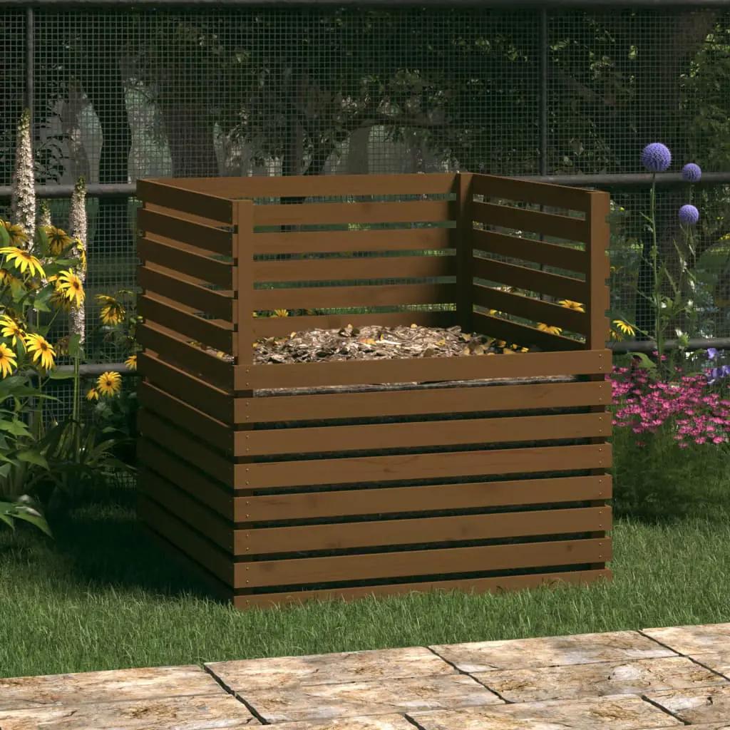 Compostbak 100x100x102 cm massief grenenhout honingbruin (1)