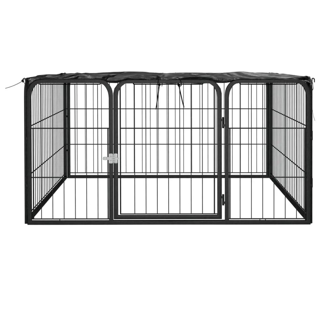 Hondenkennel 4 panelen 100x50 cm gepoedercoat staal zwart (2)