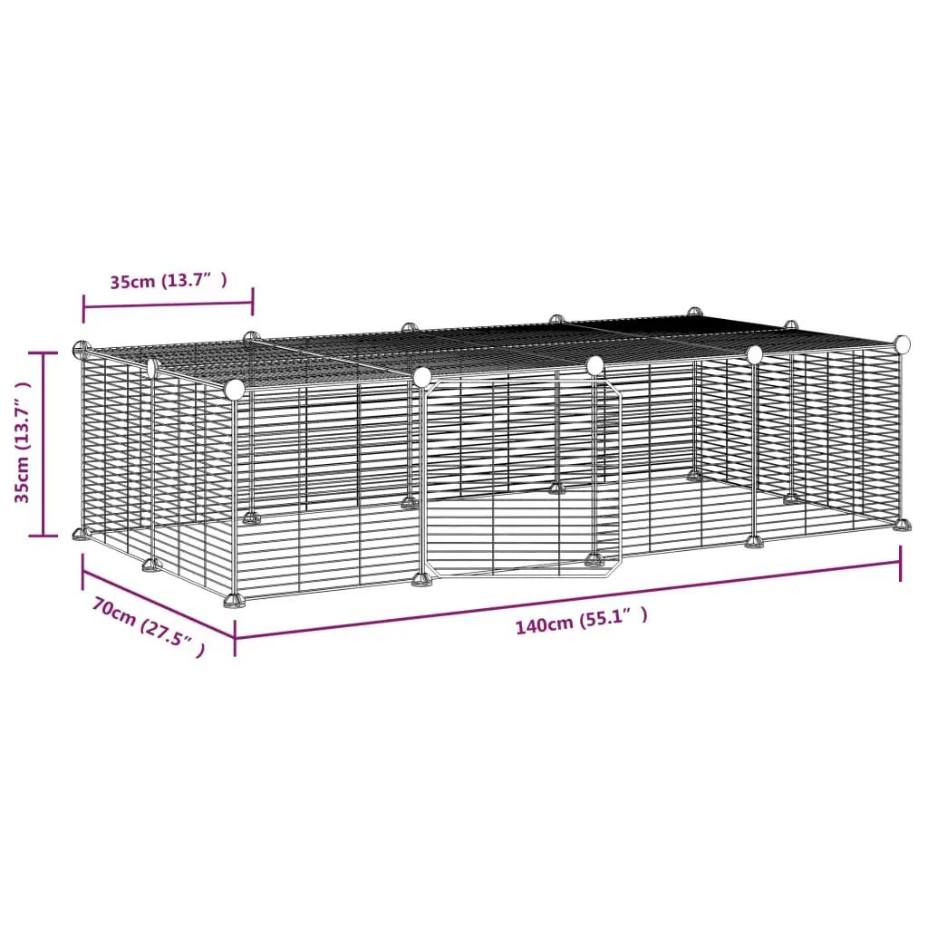 Huisdierenkooi met deur 20 panelen 35x35 cm staal zwart (4)