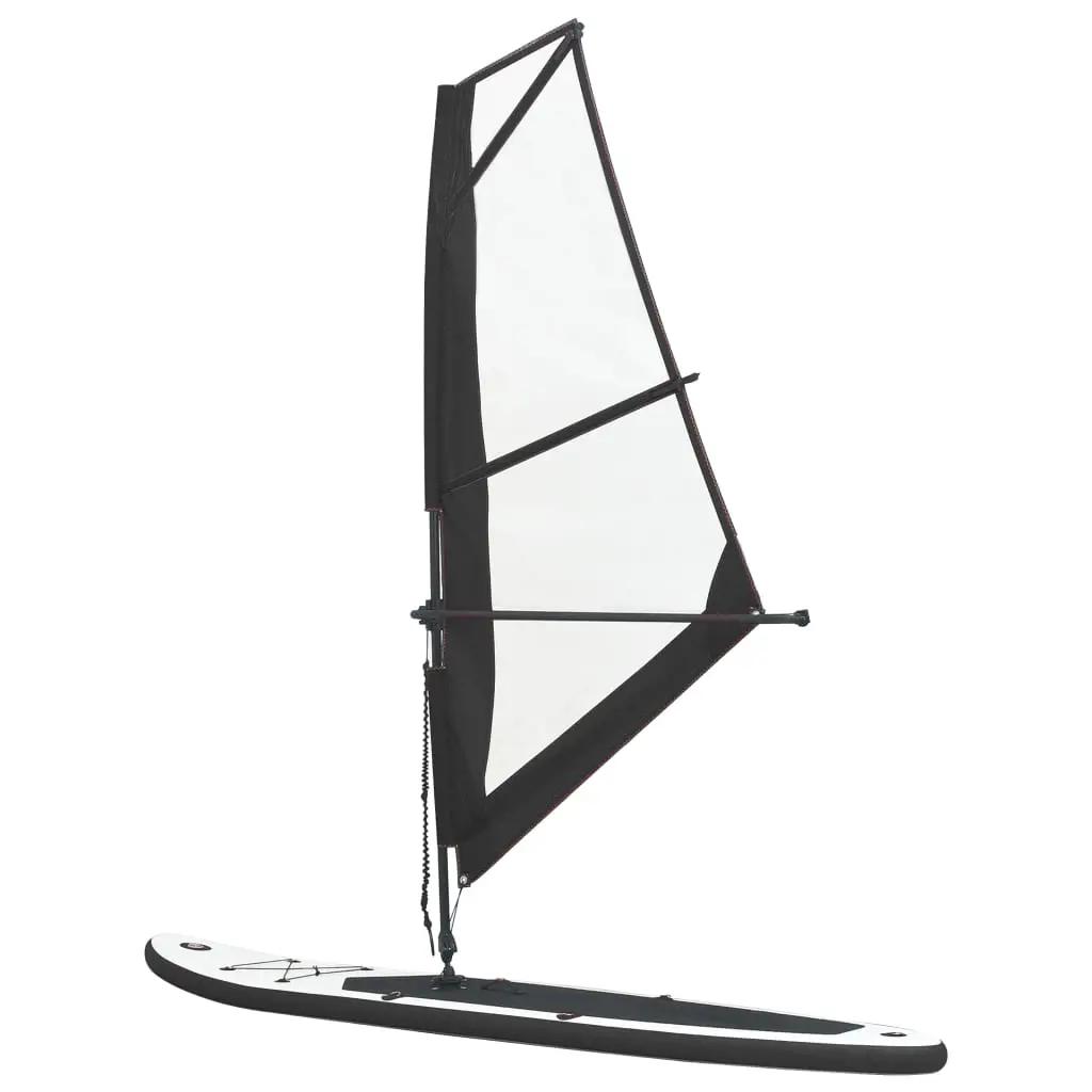 Stand Up Paddleboard opblaasbaar met zeilset zwart en wit (4)