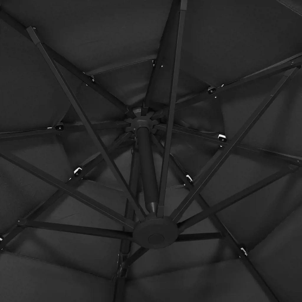 Parasol 4-laags met aluminium paal 3x3 m zwart (6)
