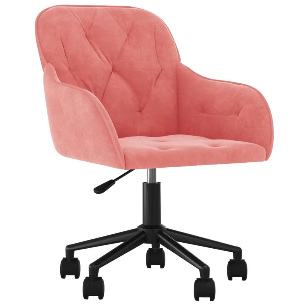 Kantoorstoel draaibaar fluweel roze (2)