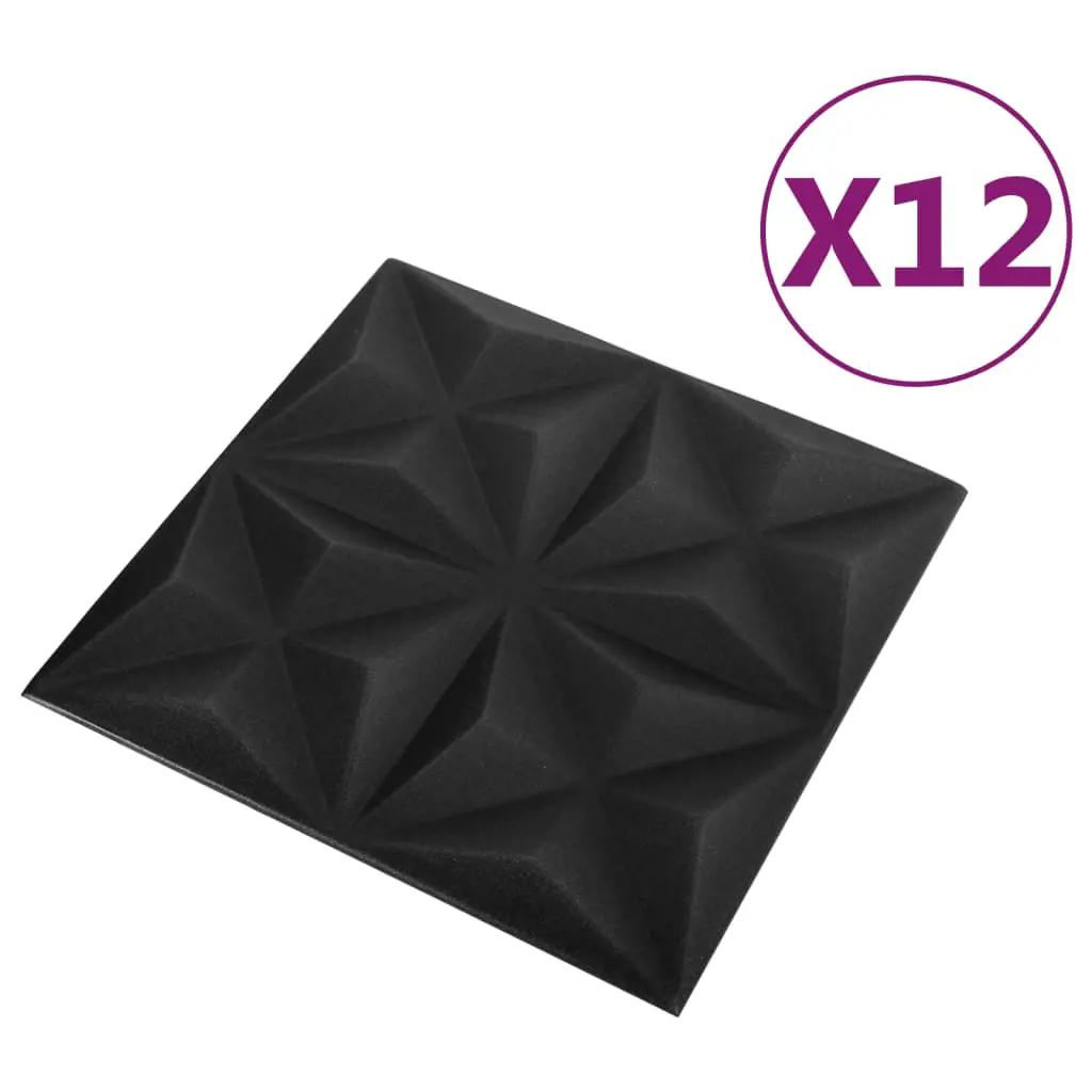 12 st Wandpanelen 3D origami 3 m² 50x50 cm zwart (2)