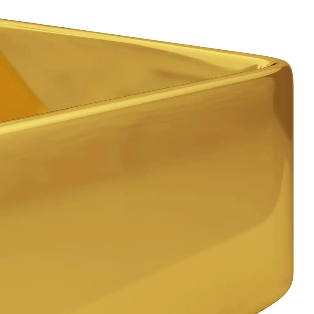 Wastafel met kraangat 48x37x13,5 cm keramiek goudkleurig (5)