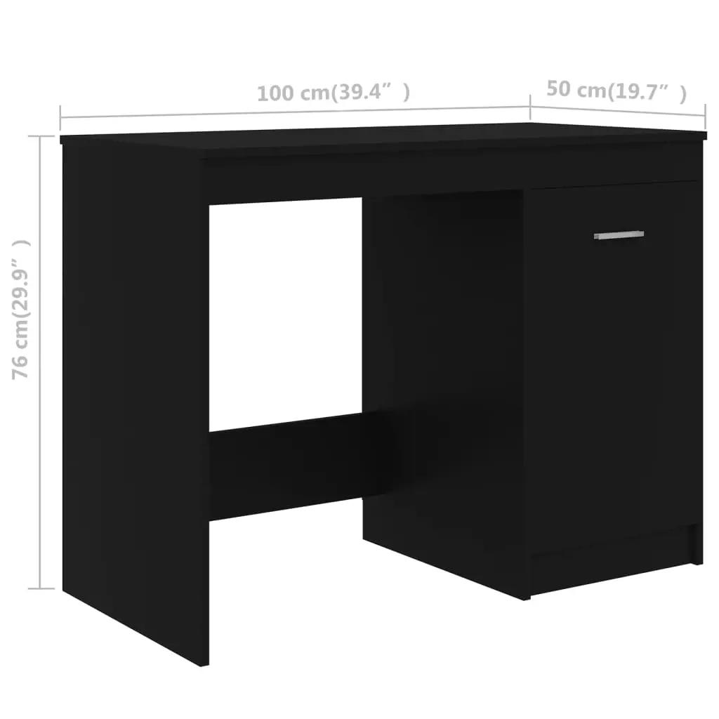 Bureau 100x50x76 cm bewerkt hout zwart (9)
