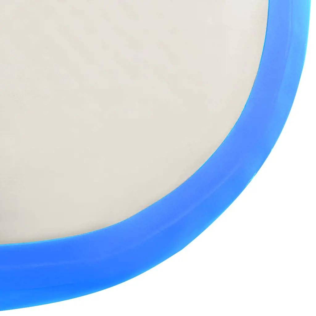 Gymnastiekmat met pomp opblaasbaar 400x100x20 cm PVC blauw (9)