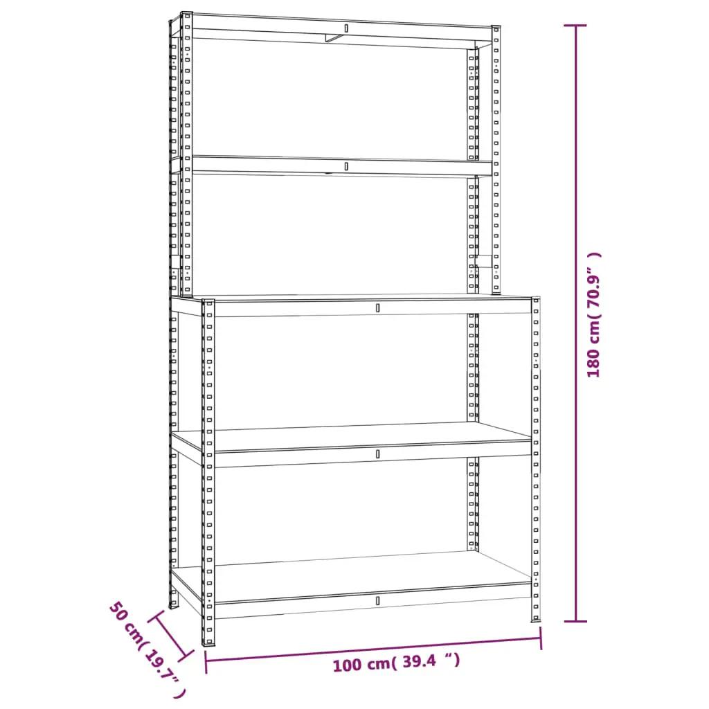 Werktafel 5-laags met schappen staal & bewerkt hout antraciet (9)