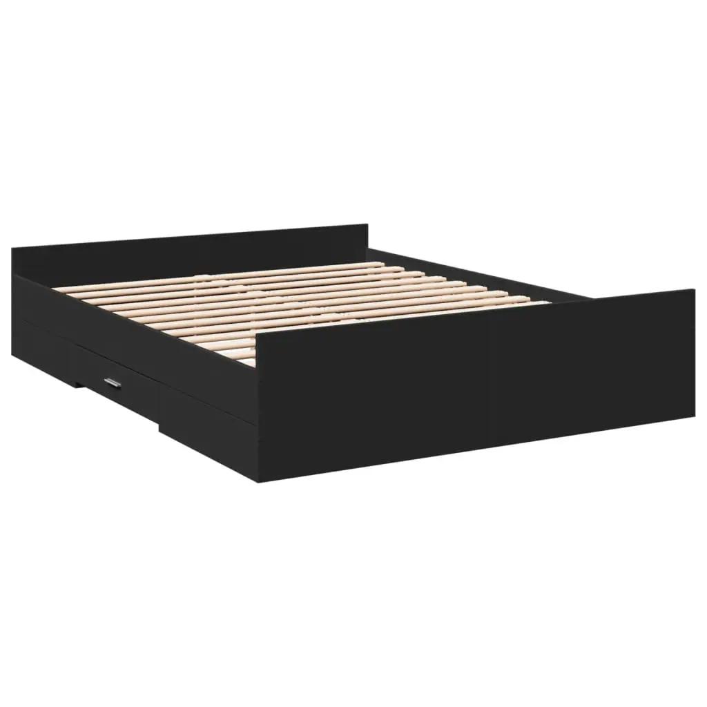Bedframe met lades bewerkt hout zwart 150x200 cm (2)
