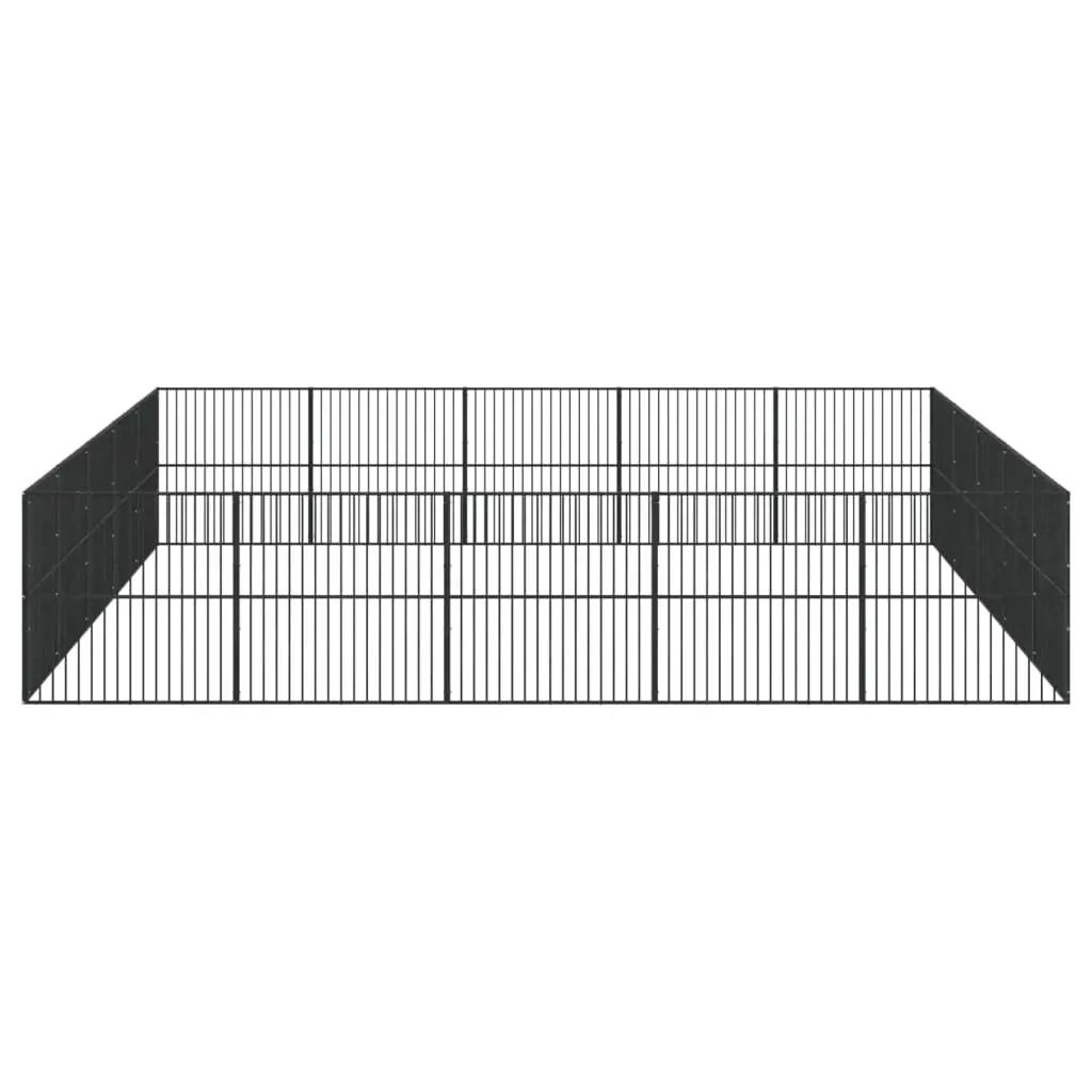 Hondenkennel 20 panelen gepoedercoat staal zwart (4)