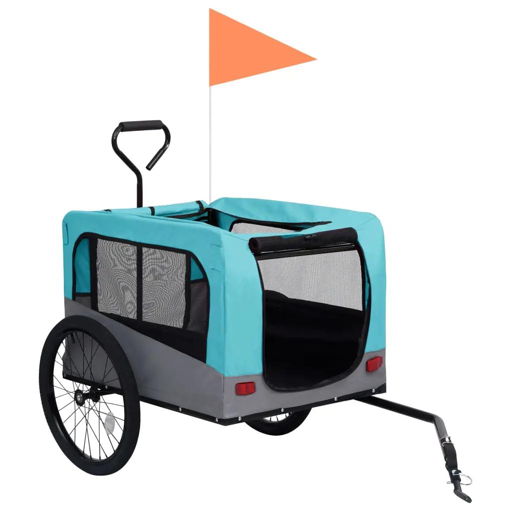 Fietstrailer en hondenwagen 2-in-1 blauw en grijs (3)