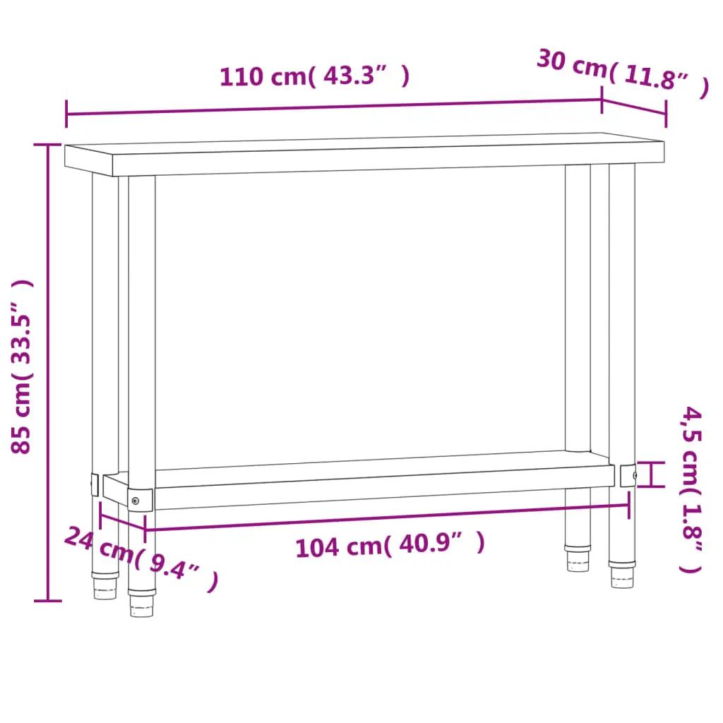 Keukenwerktafel 110x30x85 cm roestvrij staal (9)