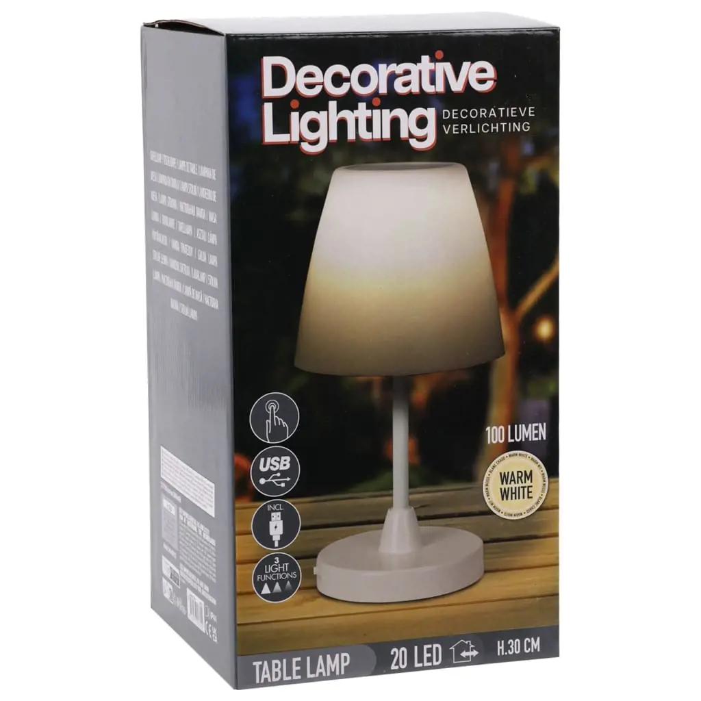 H&S Collection Tafellamp LED oplaadbaar 13x30 cm wit (4)