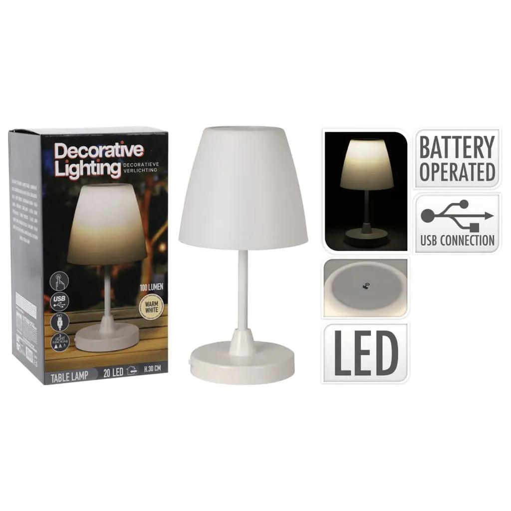 H&S Collection Tafellamp LED oplaadbaar 13x30 cm wit (2)