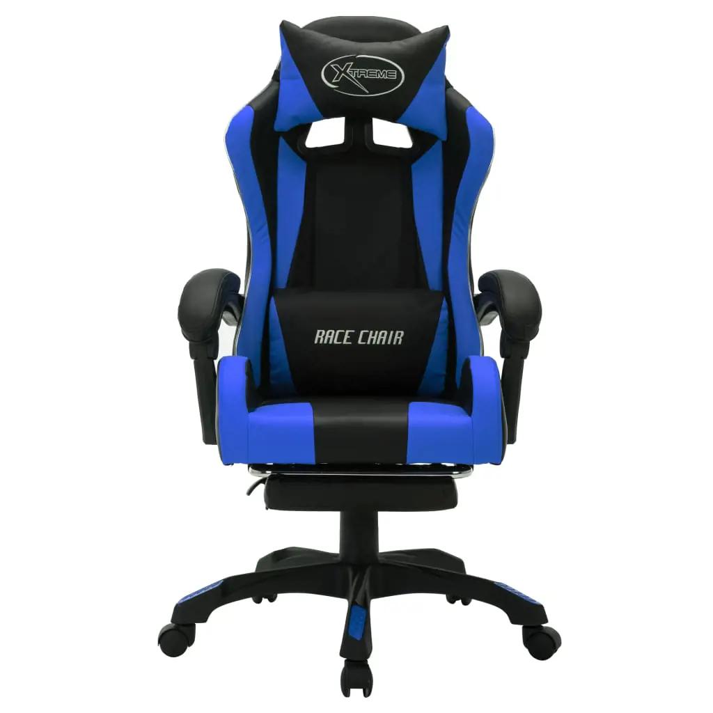 Racestoel met RGB LED-verlichting kunstleer blauw en zwart (4)