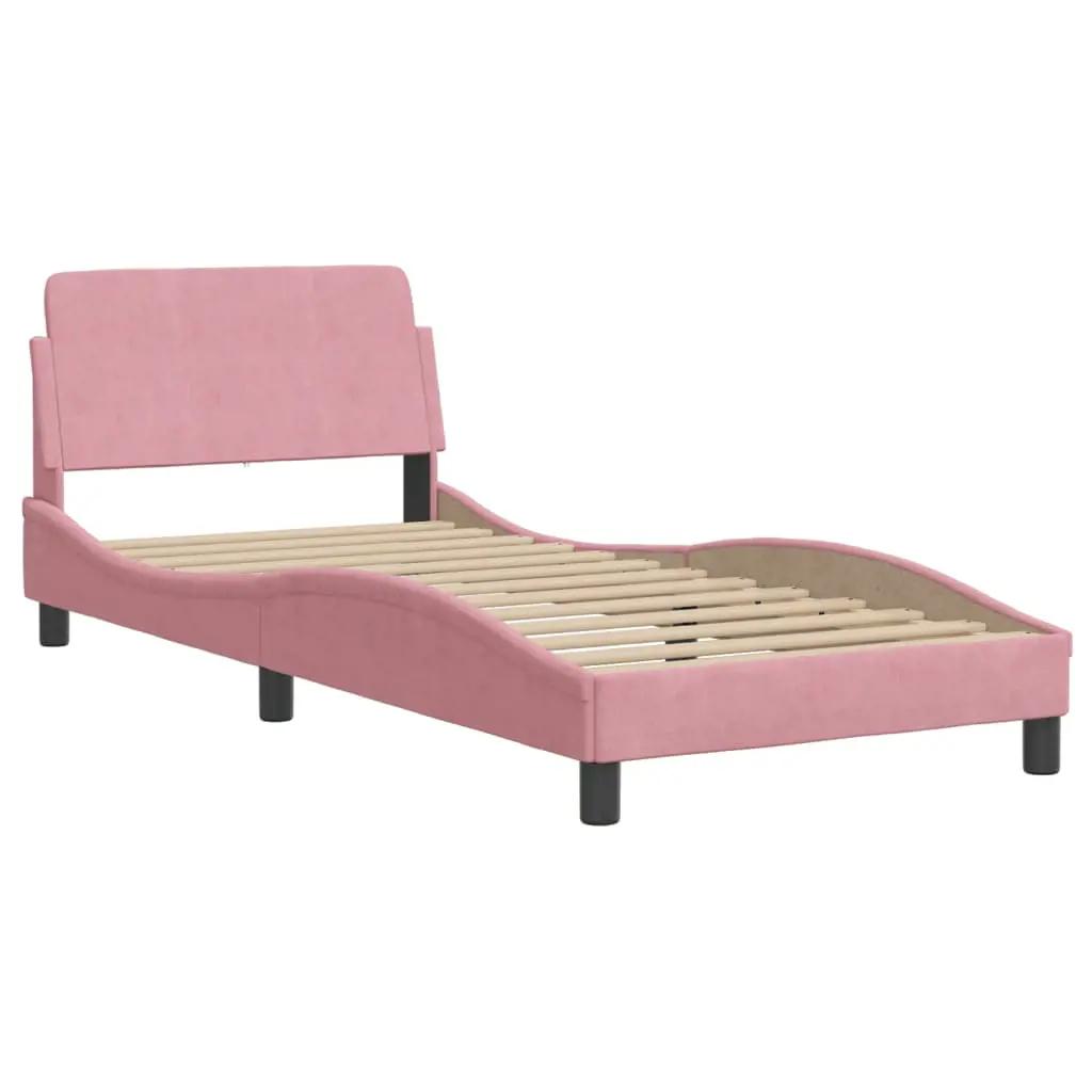 Bed met matras fluweel roze 80x200 cm (4)