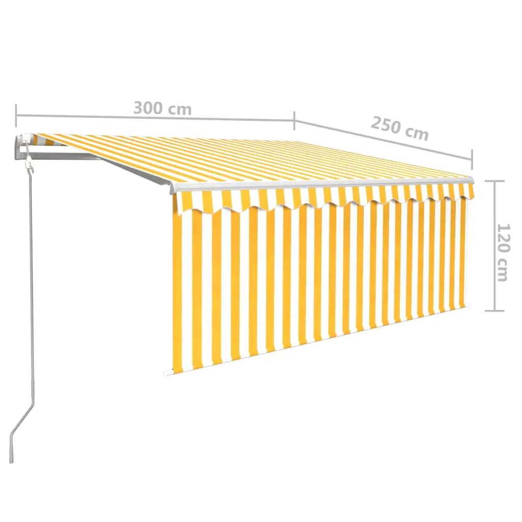 Luifel automatisch uittrekbaar met rolgordijn 3x2,5 m geel wit (8)