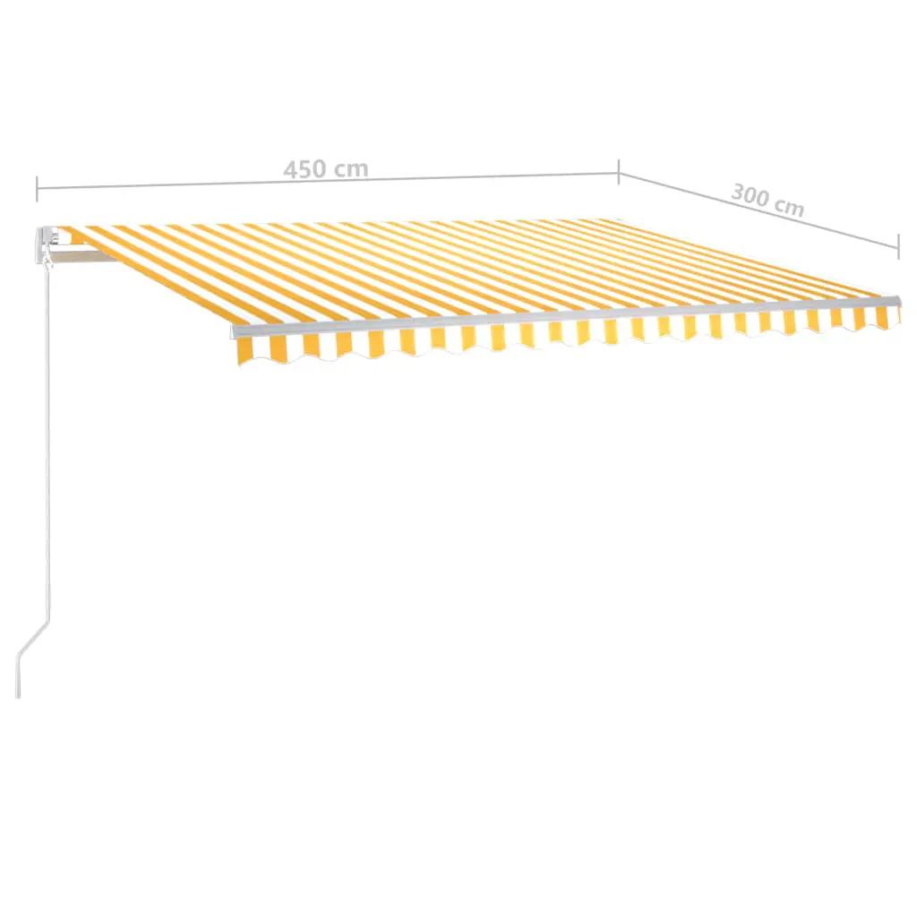 Luifel automatisch met LED en windsensor 4,5x3 m geel en wit (12)