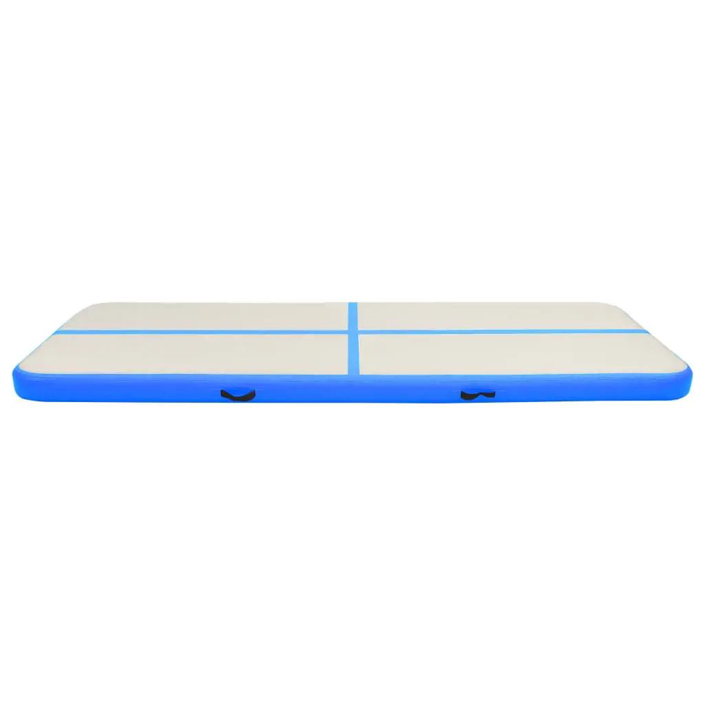 Gymnastiekmat met pomp opblaasbaar 400x100x20 cm PVC blauw (3)