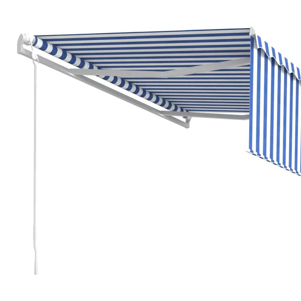 Luifel automatisch uittrekbaar met rolgordijn 4x3 m blauw wit (5)