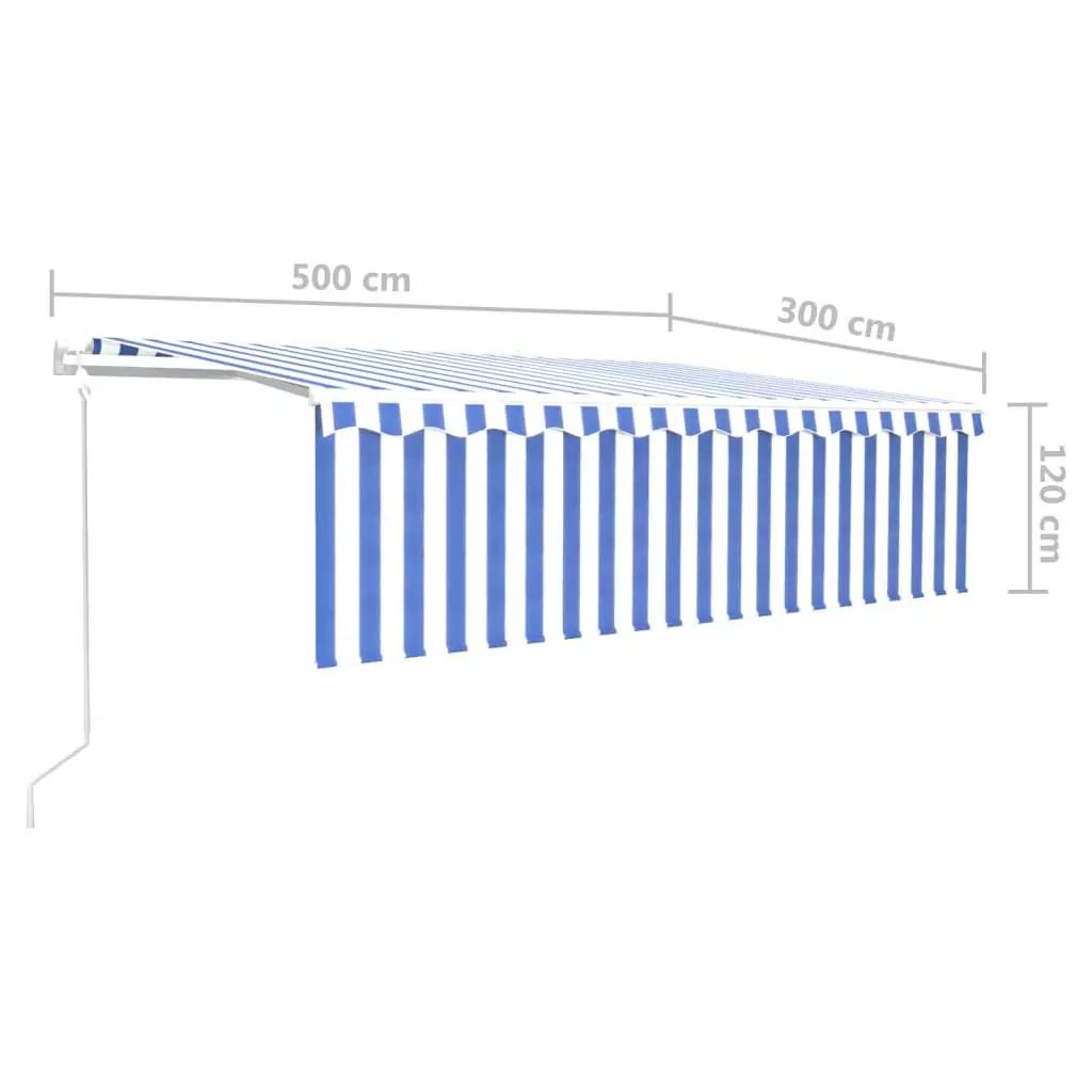Luifel automatisch uittrekbaar met rolgordijn 5x3m blauw en wit (8)
