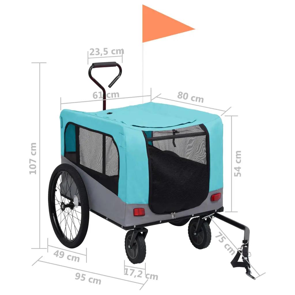 Fietstrailer en hondenwagen 2-in-1 blauw en grijs (11)