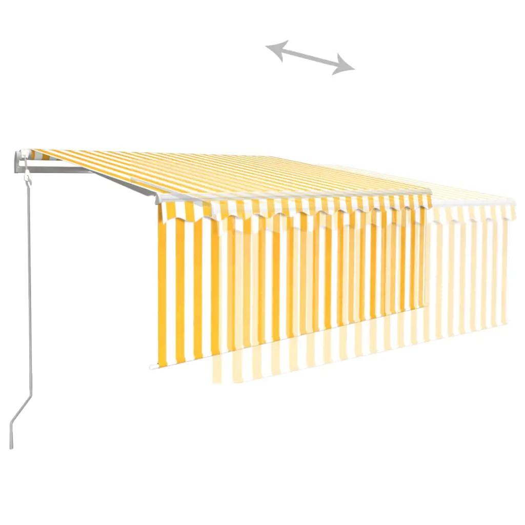 Luifel automatisch uittrekbaar met rolgordijn 3x2,5 m geel wit (5)