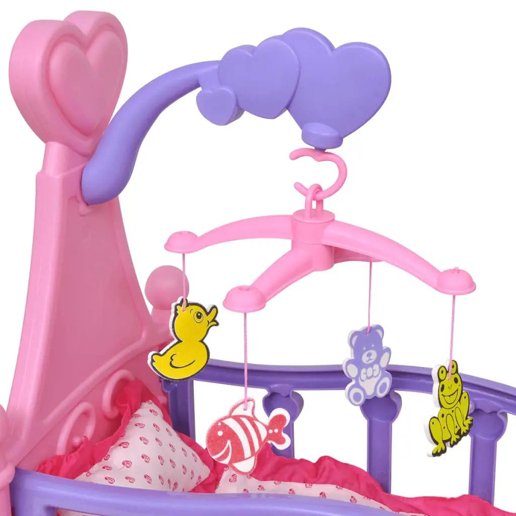 Poppenbed voor kinderen kinderkamer roze + paars (2)