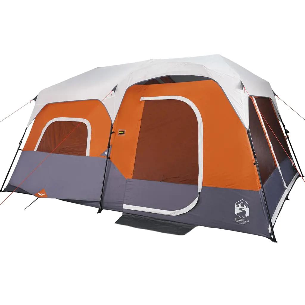 Tent 9-persoons waterdicht met LED lichtgrijs en oranje (6)