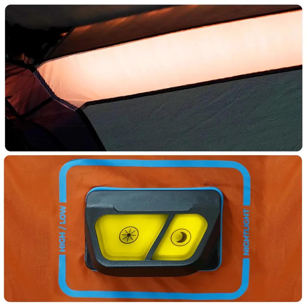 Tent 9-persoons waterdicht met LED lichtgrijs en oranje (11)