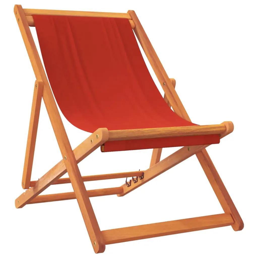 Strandstoelen 2 st inklapbaar stof rood (3)