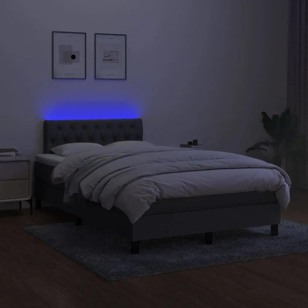 Boxspring met matras en LED stof donkergrijs 120x190 cm (4)