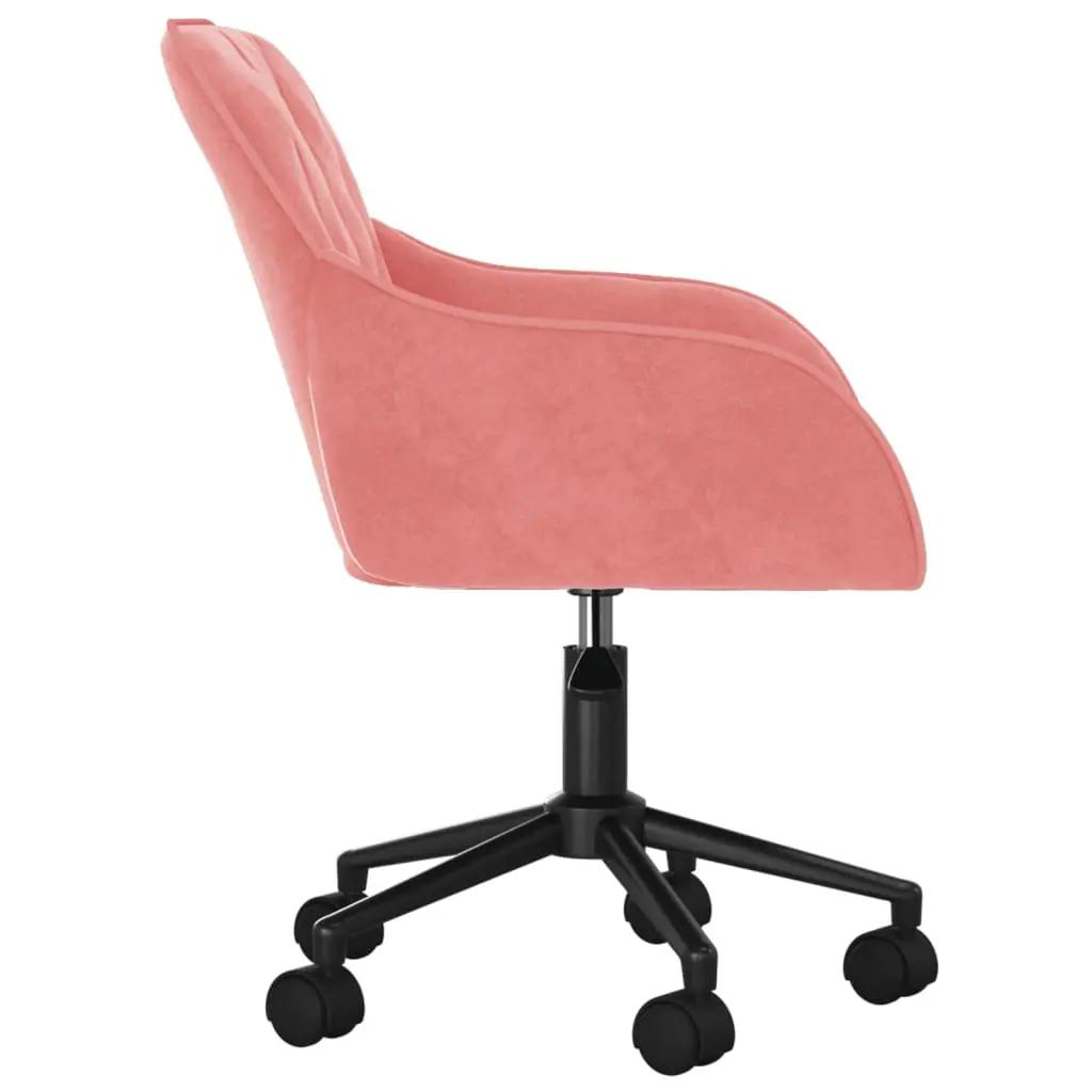 Kantoorstoel draaibaar fluweel roze (4)