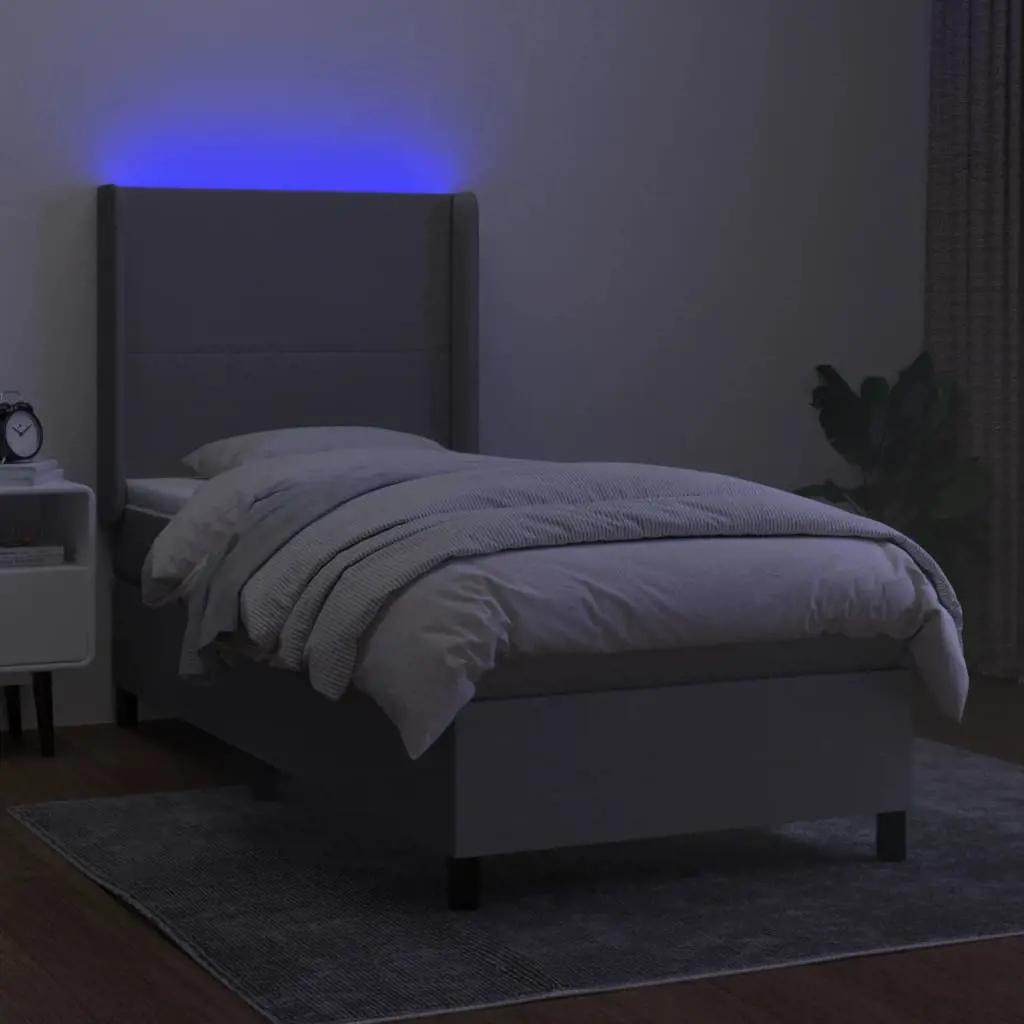 Boxspring met matras en LED stof lichtgrijs 80x200 cm (3)