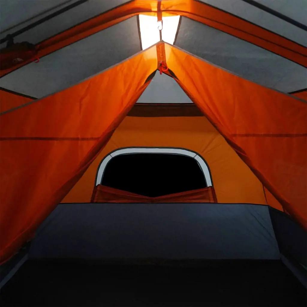 Tent 9-persoons waterdicht met LED lichtgrijs en oranje (10)
