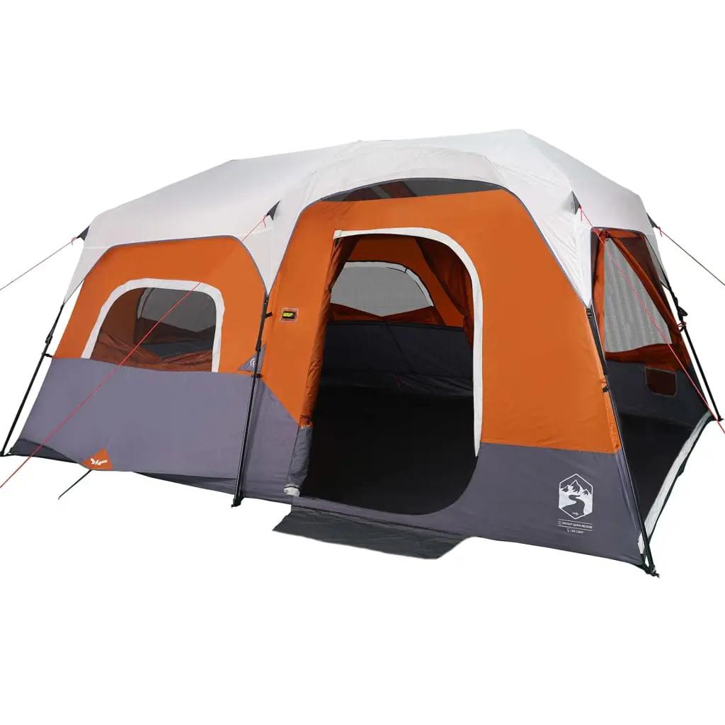 Tent 9-persoons waterdicht met LED lichtgrijs en oranje (4)