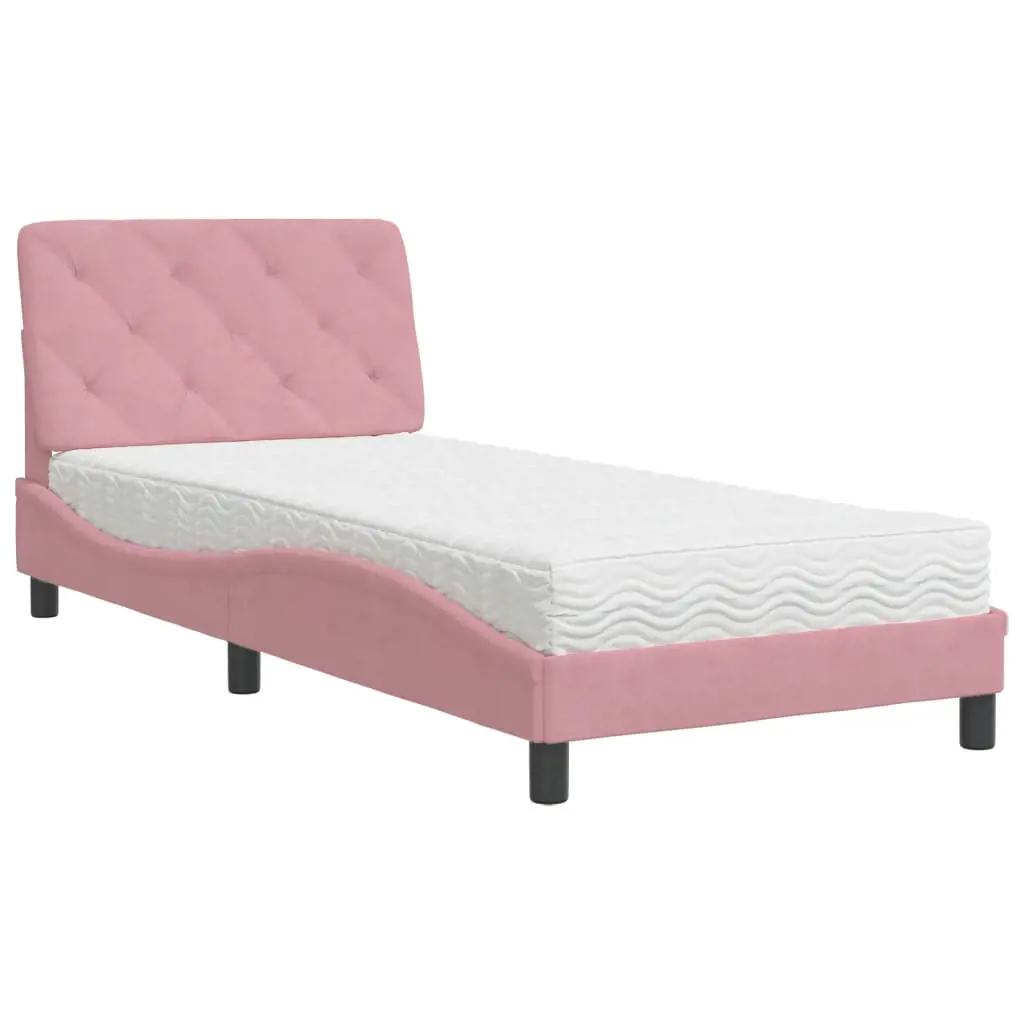 Bed met matras fluweel roze 80x200 cm (2)