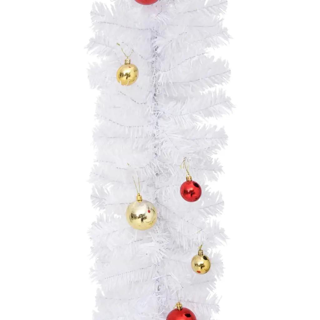Kerstslinger versierd met kerstballen 5 m wit (5)