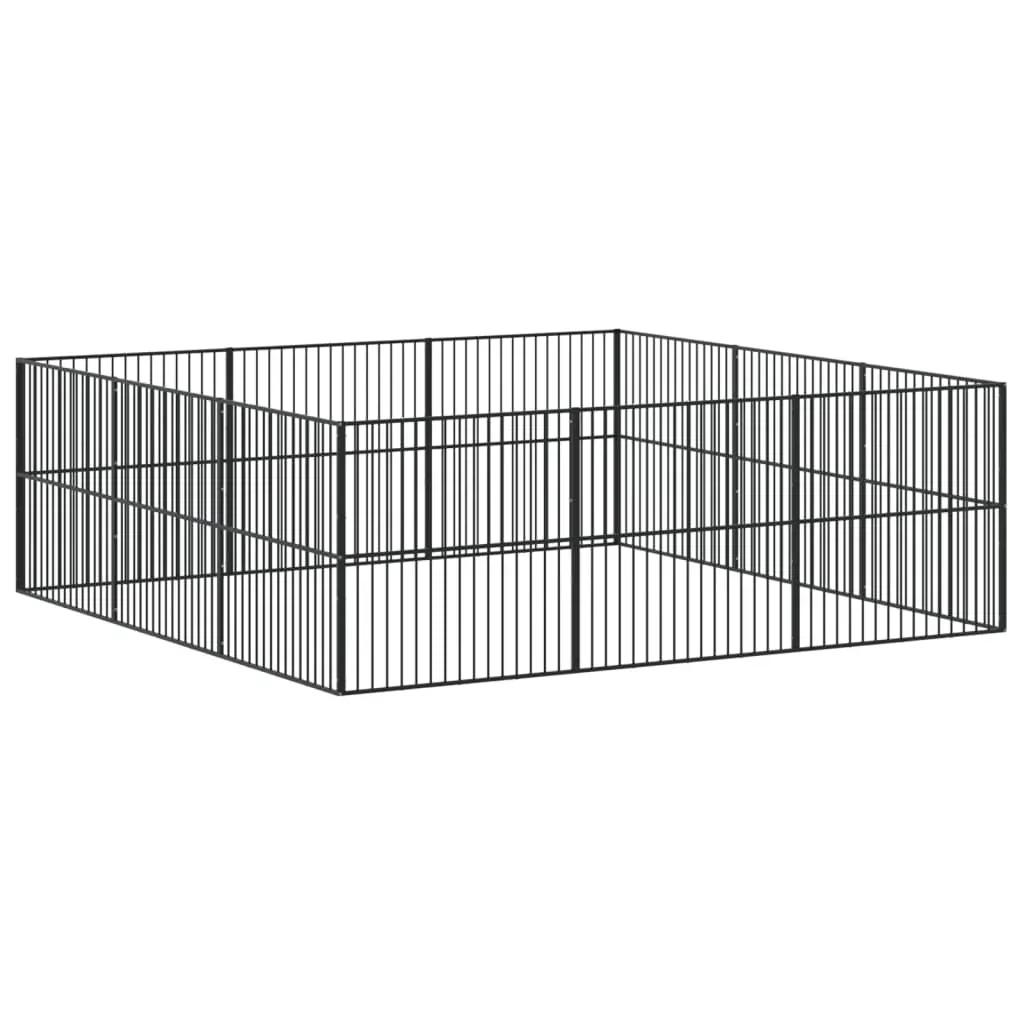 Hondenkennel 12 panelen gepoedercoat staal zwart (6)