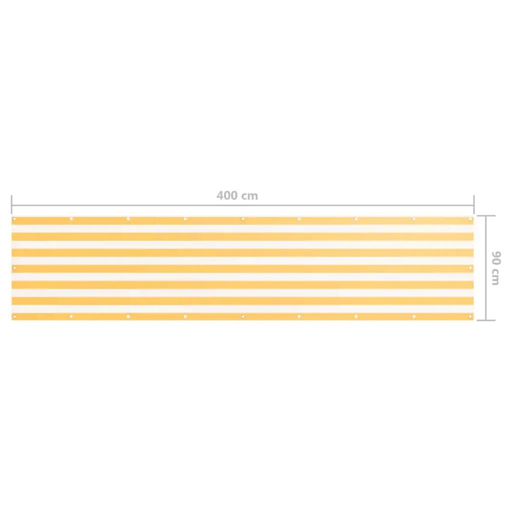 Balkonscherm 90x400 cm oxford stof wit en geel (5)