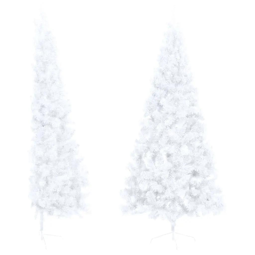 Kunstkerstboom met standaard half 180 cm PVC wit (1)