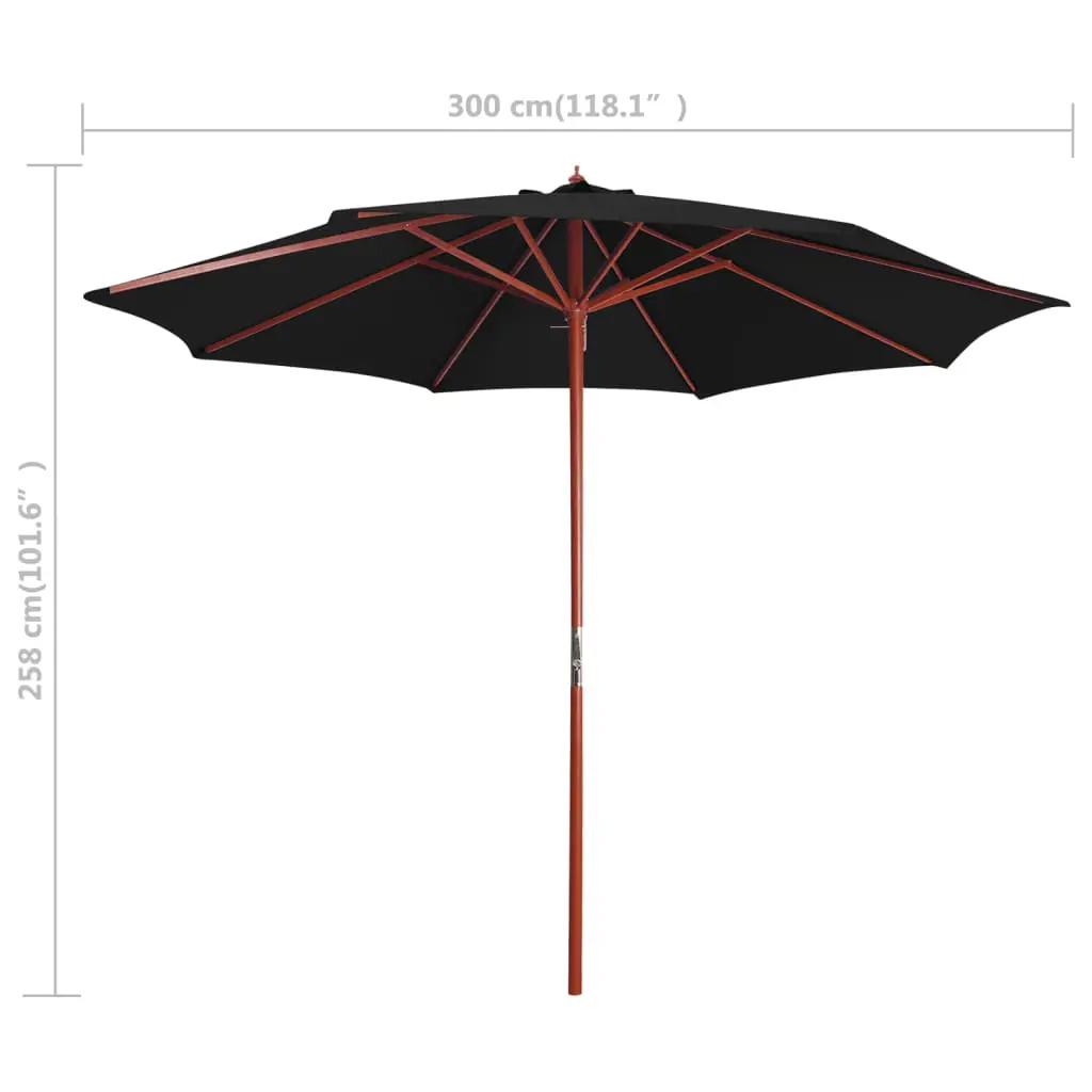 Parasol met houten paal 300x258 cm zwart (6)