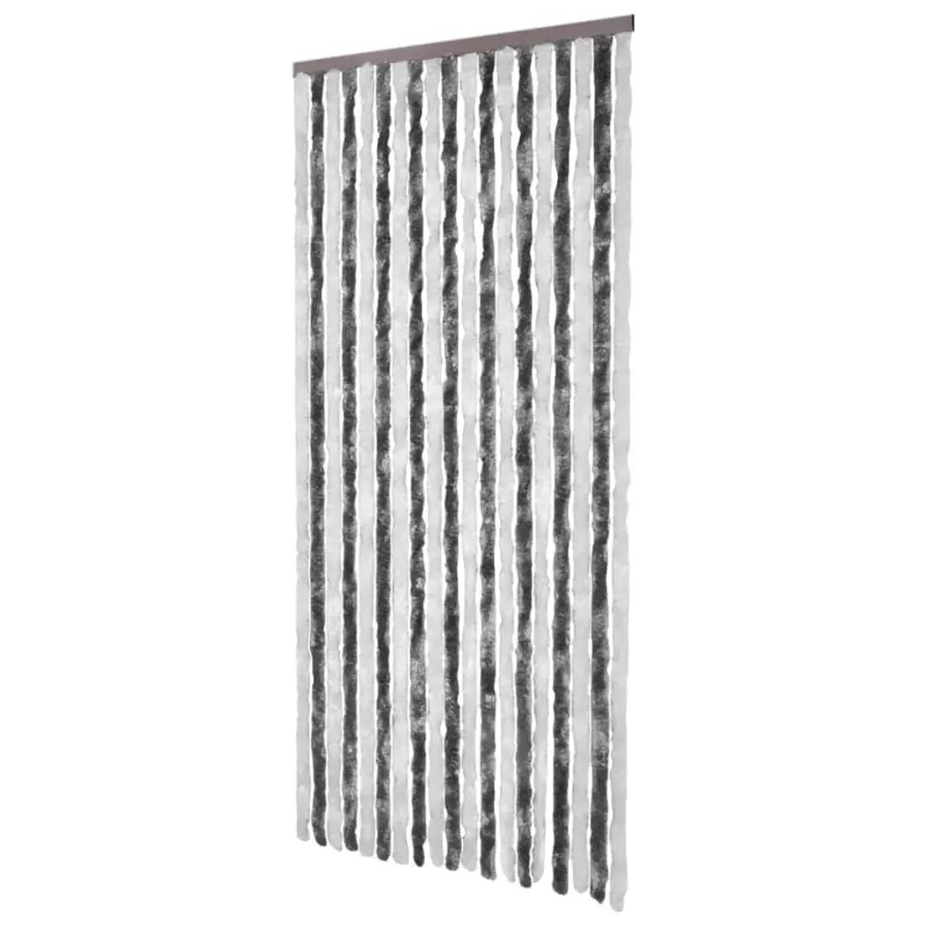 Vliegengordijn 56x200 cm chenille grijs en wit (3)
