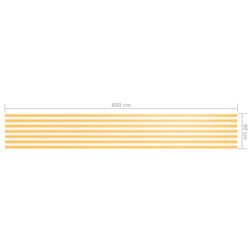 Balkonscherm 90x600 cm oxford stof wit en geel (5)