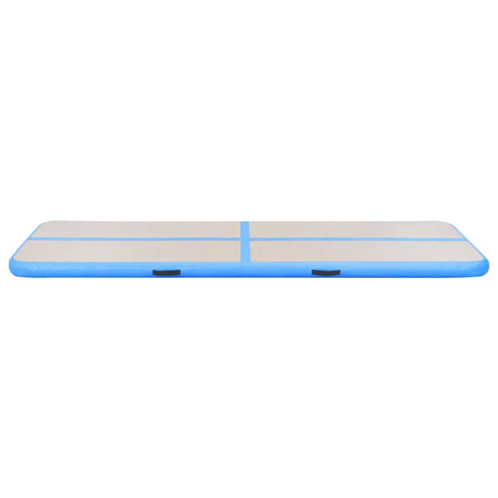 Gymnastiekmat met pomp opblaasbaar 300x100x10 cm PVC blauw (6)