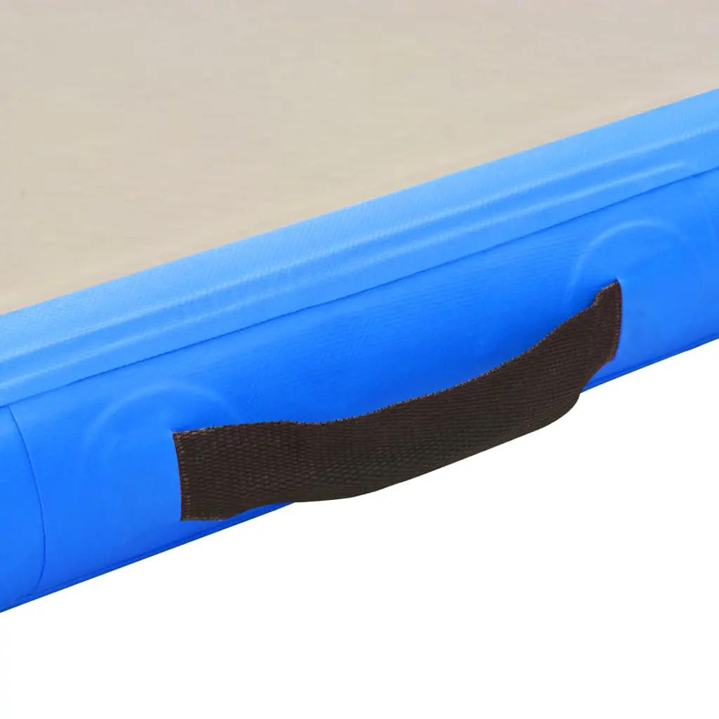 Gymnastiekmat met pomp opblaasbaar 300x100x10 cm PVC blauw (9)