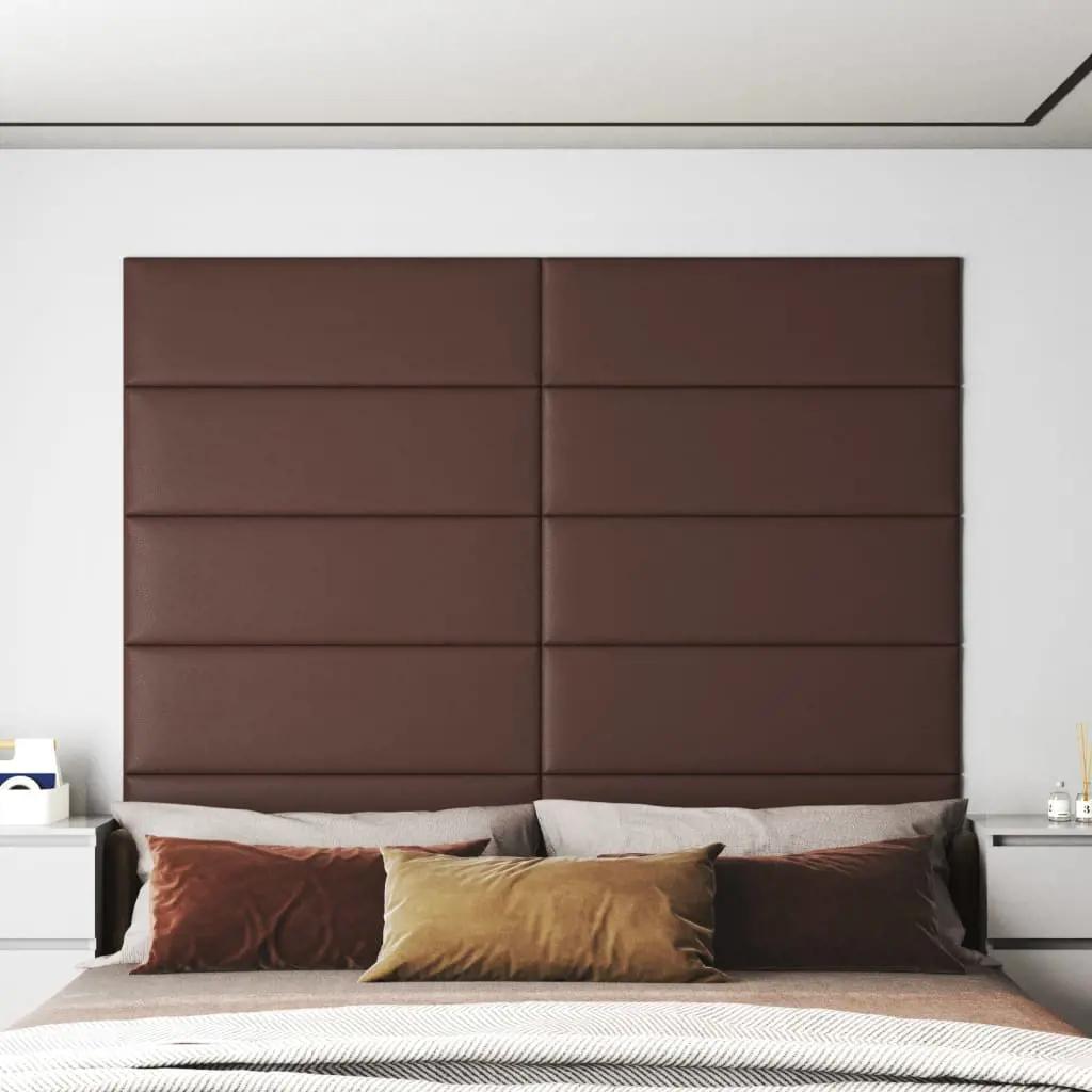 Wandpanelen 12 st 3,24 m² 90x30 cm kunstleer bruin
