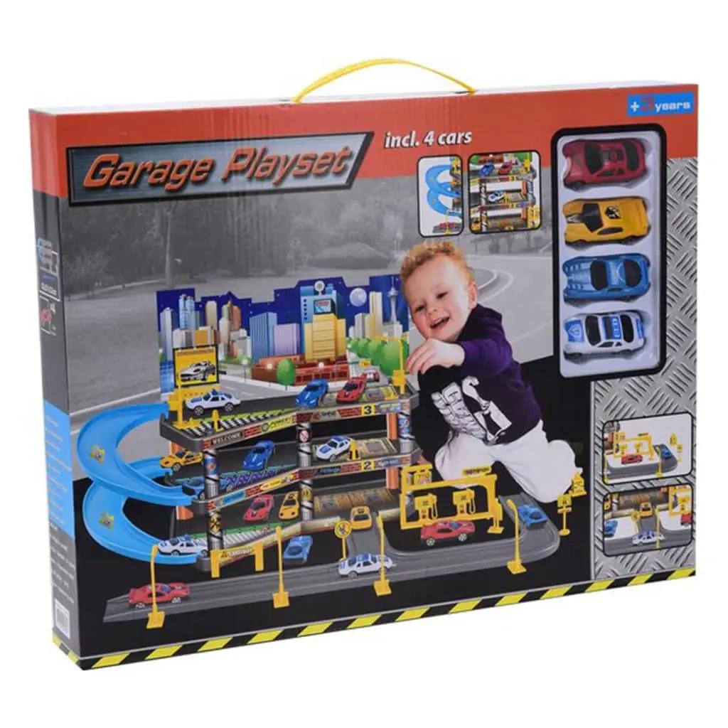 Tender Toys Speelgoedset met 4 auto's 62x31x33 cm grijs en blauw (3)