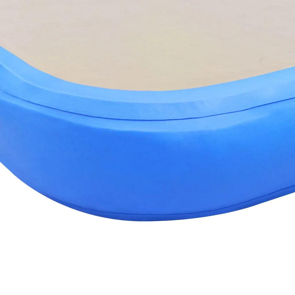Gymnastiekmat met pomp opblaasbaar 300x100x10 cm PVC blauw (10)